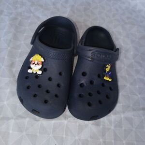 CROCS Kids Navy Blue Sandals with Cartoon Charms